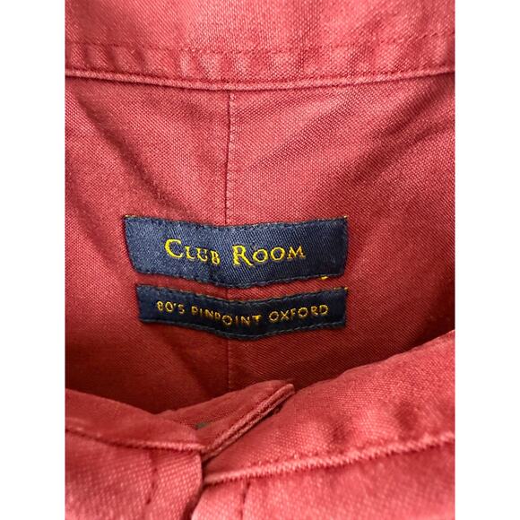 Club Room Size L 80s Pinpoint Oxford Casual Button Shirt Red Long Sleeve - Picture 7 of 9
